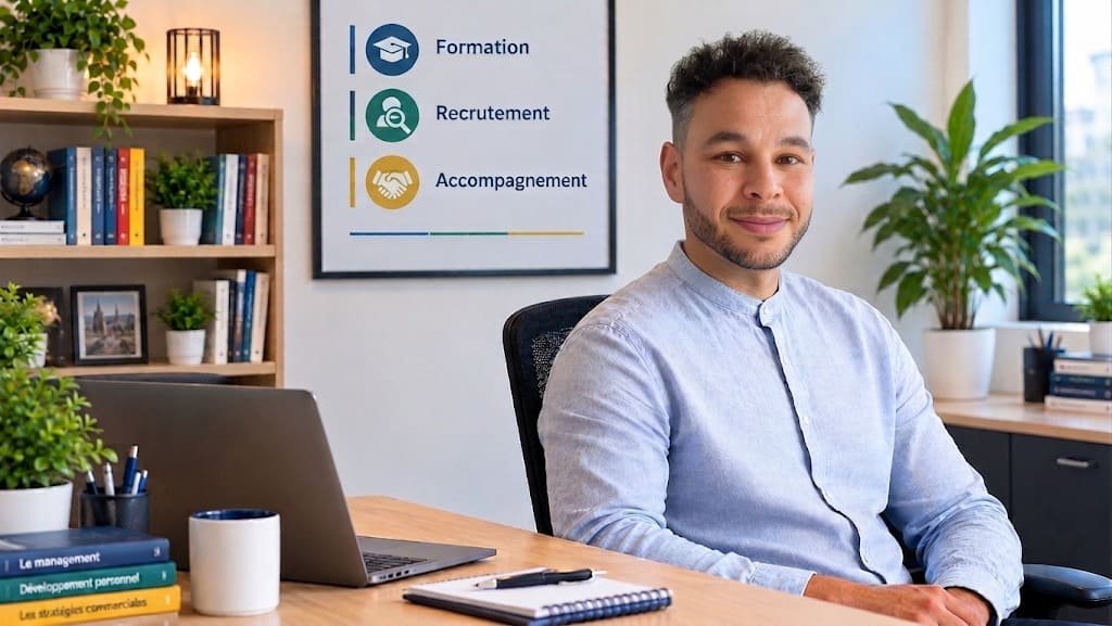 Danny Delhaye dans son bureau, Forma Simple : formation, recrutement, accompagnement